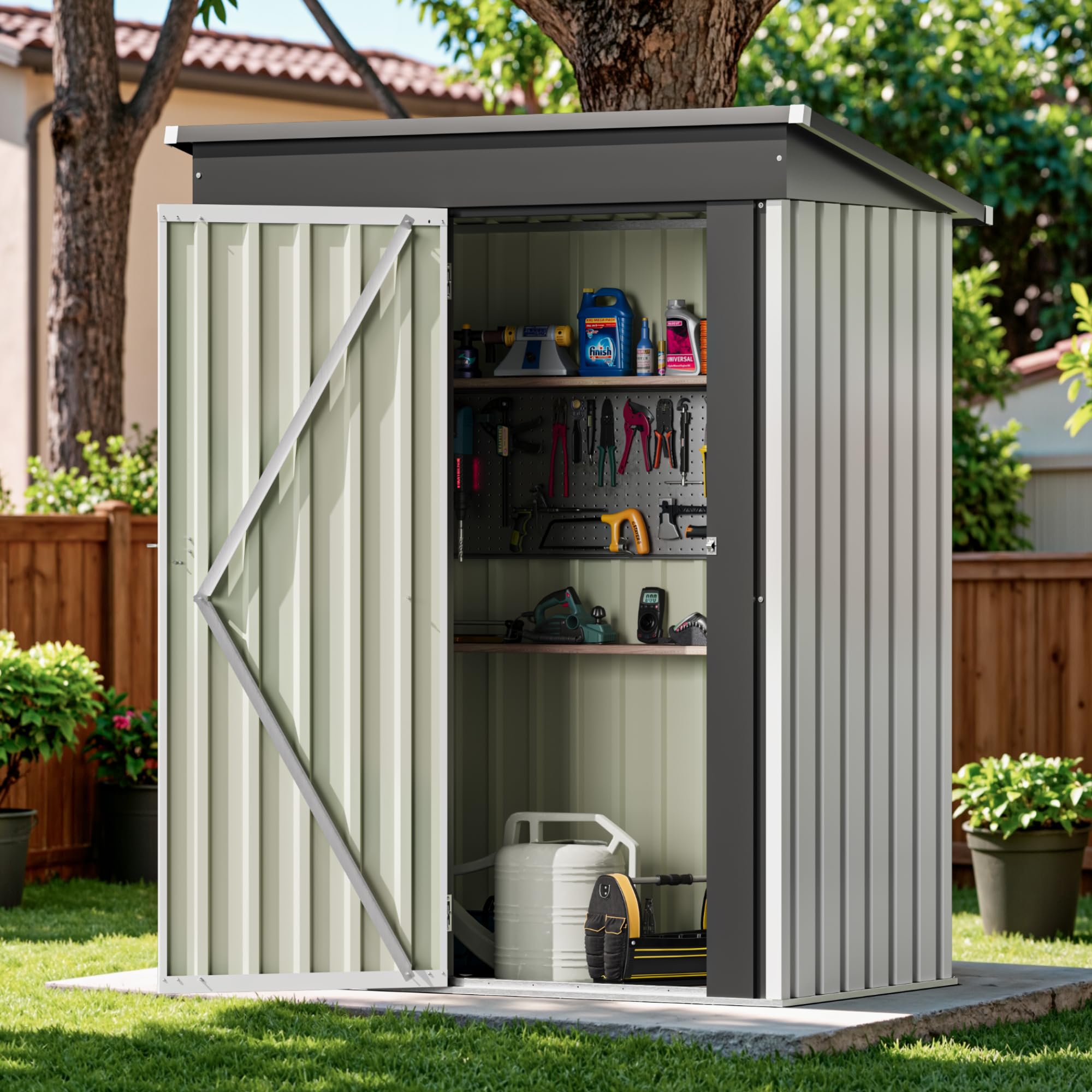 Snapklik.com : Devoko Outdoor Storage Shed 5 X 3 FT Lockable Metal ...