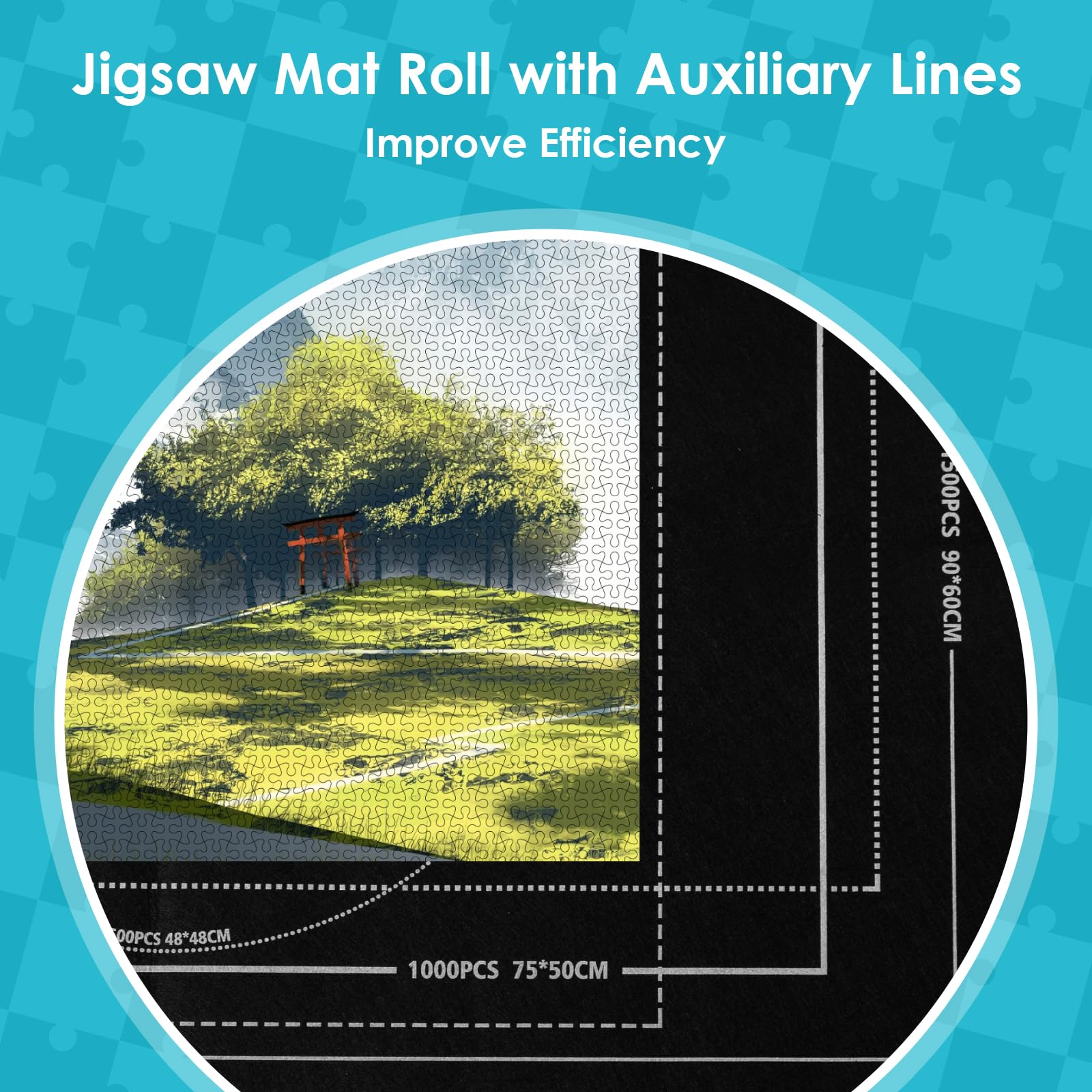Puzzle Boards Portable Foldable, Jigsaw Mat Roll with Auxiliary Lines for Jigsaw Puzzle Enthusiasts,1500 Pieces Puzzles Storage - Image 3