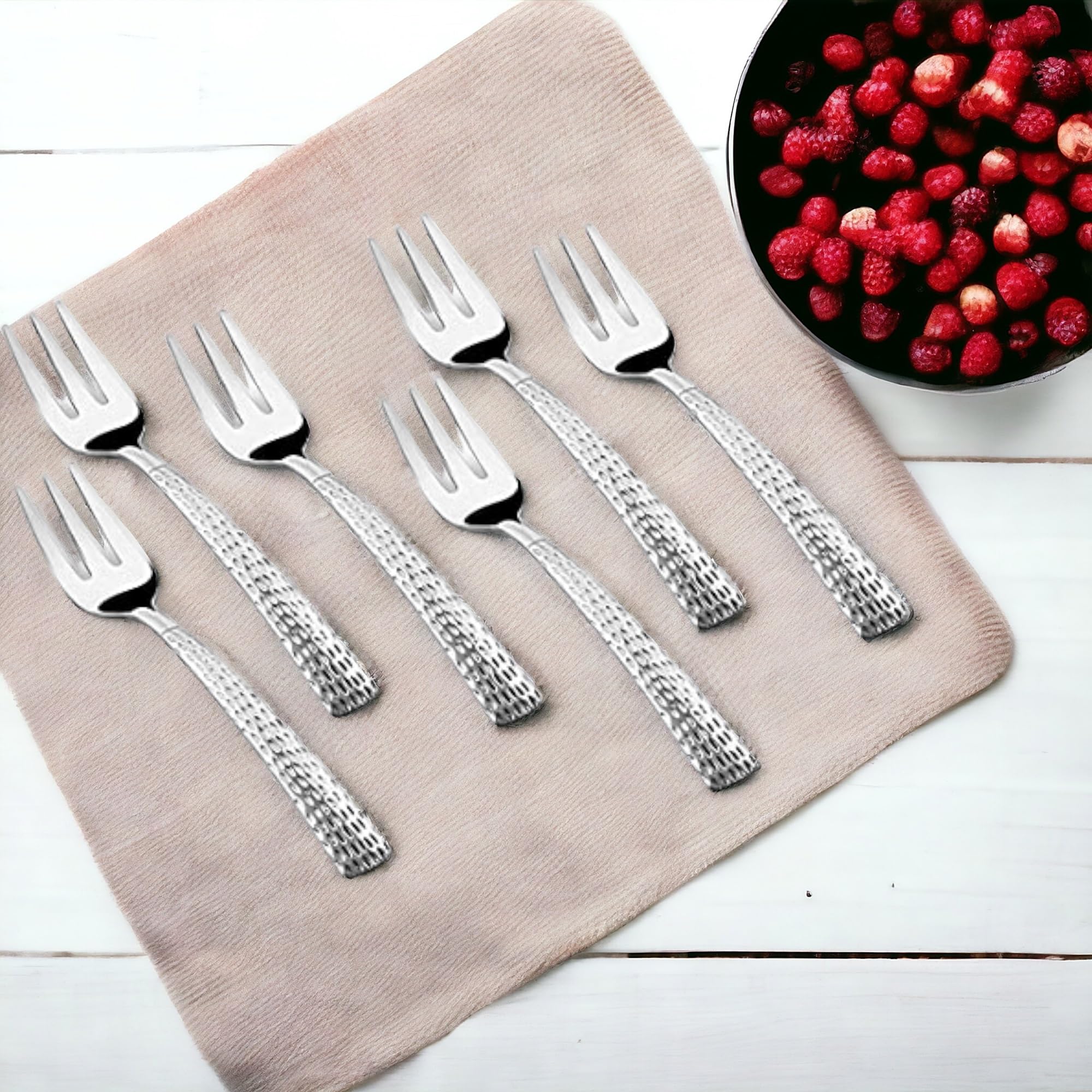 FnS Madrid 6 Pieces Premium Stainless Steel Dessert Fork Set, Fruit Fork, Pastry & Cake Fork, Mirror Finish Food Grade Tableware, Rust Resistant, Dishwasher Safe Cutlery for Home & Kitchen 2