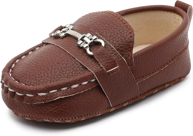 LONSOEN Baby Girls Boys Loafers Prewalker Dress Crib Shoes