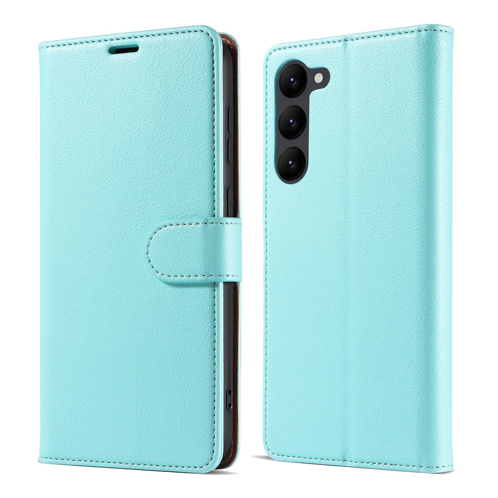 Funda Tipo Cartera para Samsung Galaxy S24/S24 Plus/S24 Ultra, Funda magnética de Piel sintética con función Atril, Funda Suave al Tacto con Ranura para Tarjetas,S24,Green