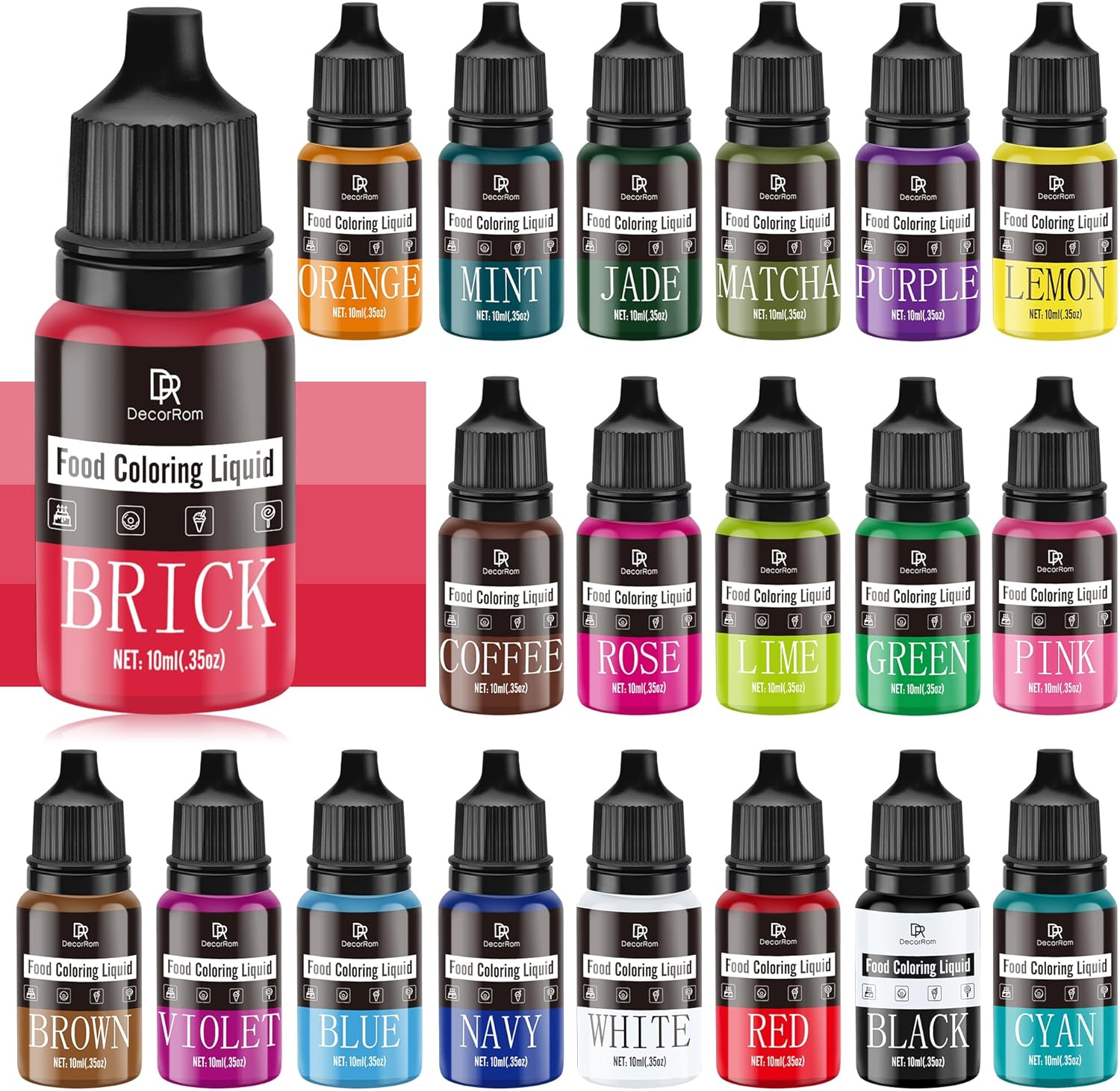 Food Coloring - 20 Color Vibrant Liquid Icing Food Coloring Set for ...