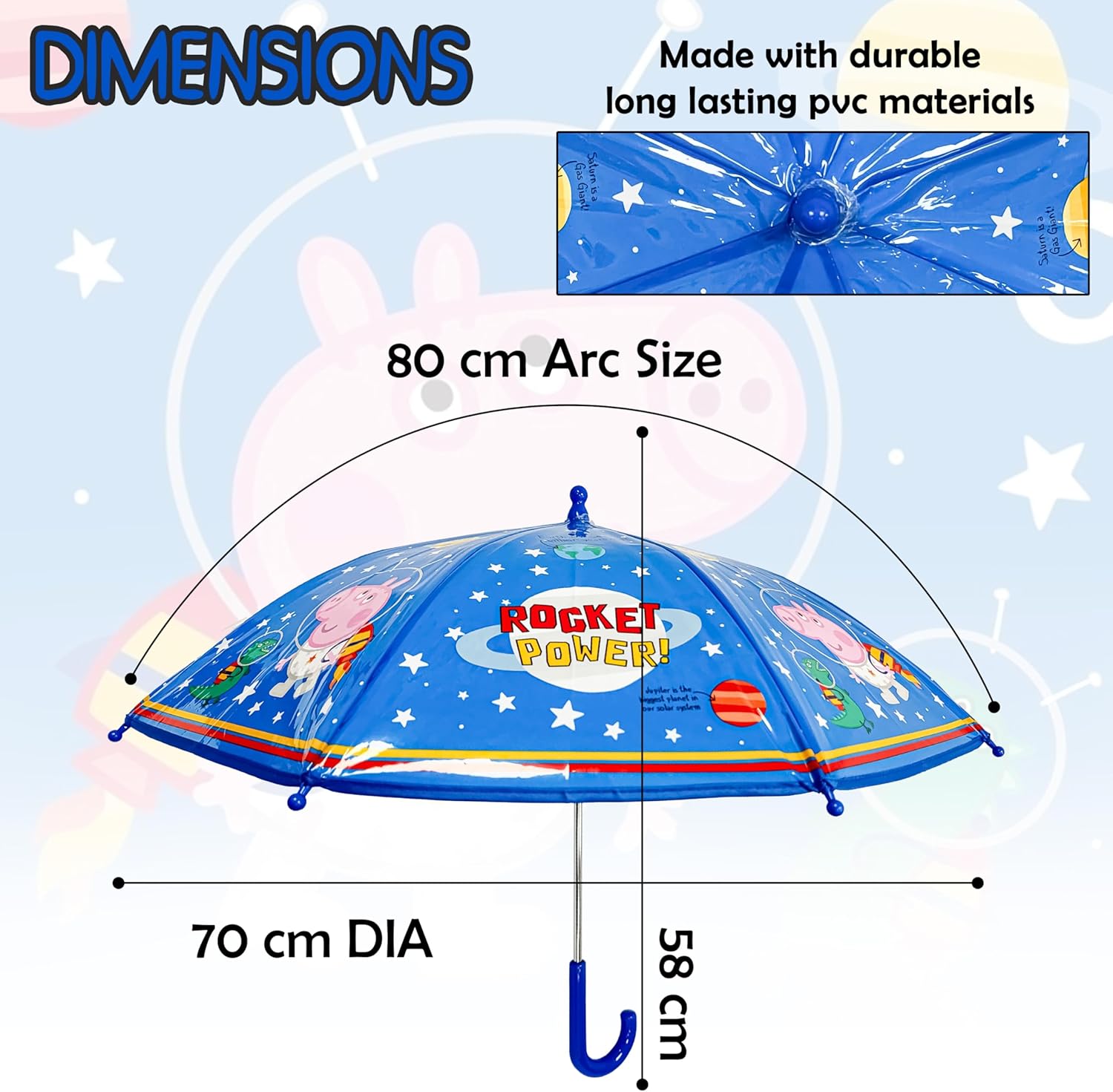 SRV Hub PVC Umbrella for Boys and Girls Windproof 8 Panels Cartoon Classic Umbrella Brolly for Kids Unisex Age 3+ Transparent