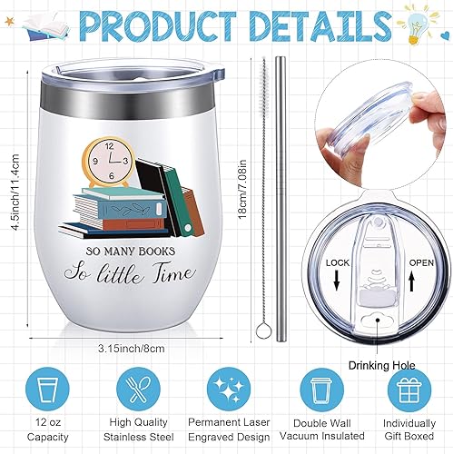 Miniatura 2 de Rtteri Juego de 6 piezas de regalo para amantes de los libros, bolsa de mano, calcetines, vaso de acero inoxidable con caja de regalo (clásico)