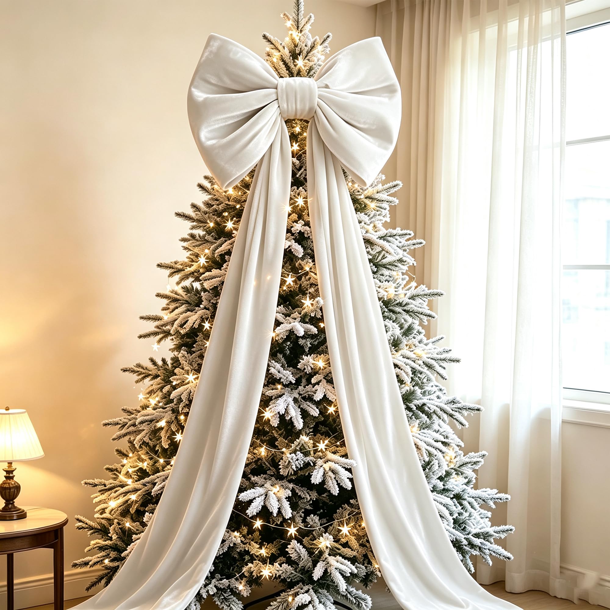 Large Christmas Tree Topper Bow, 200CM Giant Velvet Christmas Tree Bows