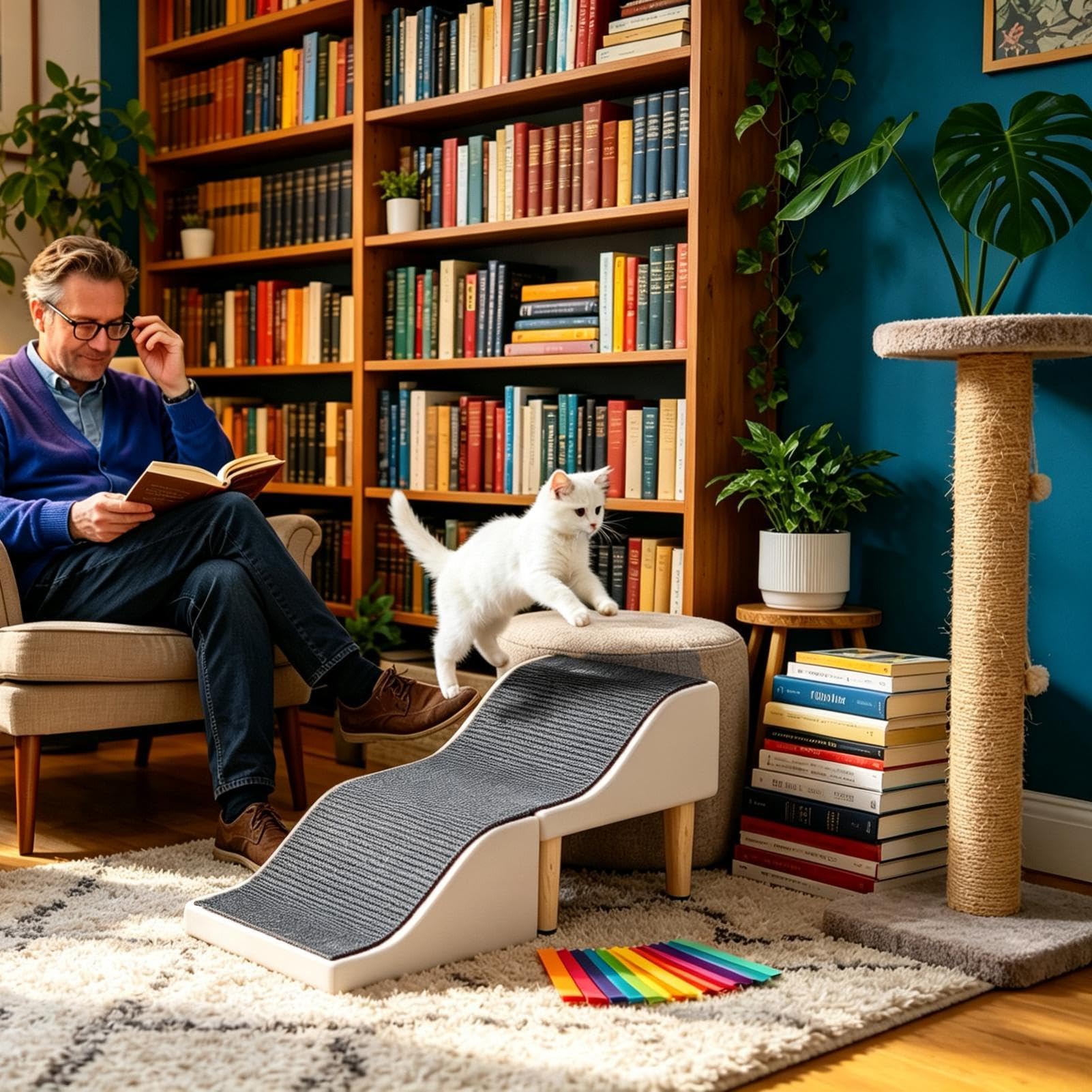 Hundetreppe fürs Bett Faltbare verwandelbare Treppenrampe aus Holz