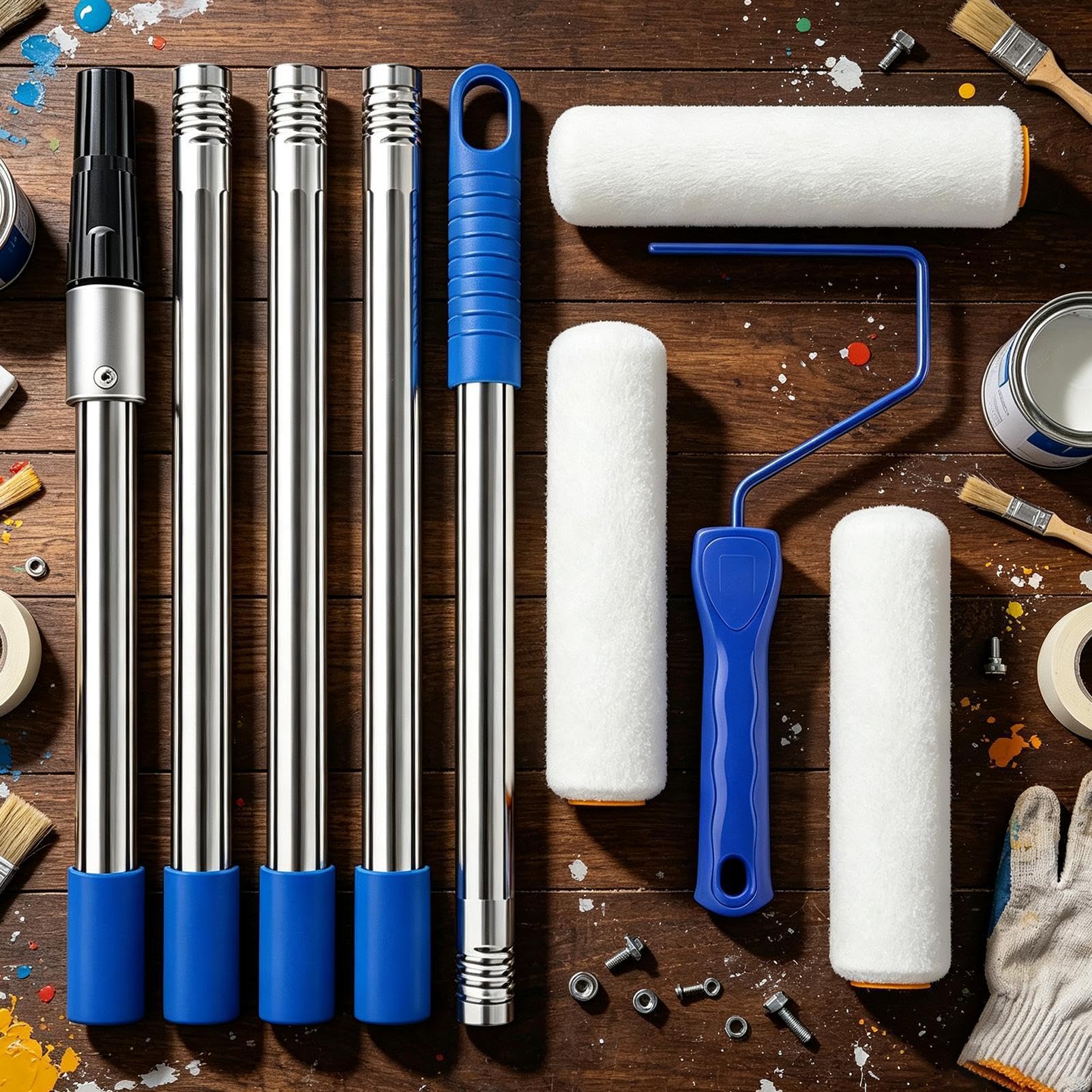 Rodillos de Pintura Domésticos Herramientas Ajustables con Pértiga