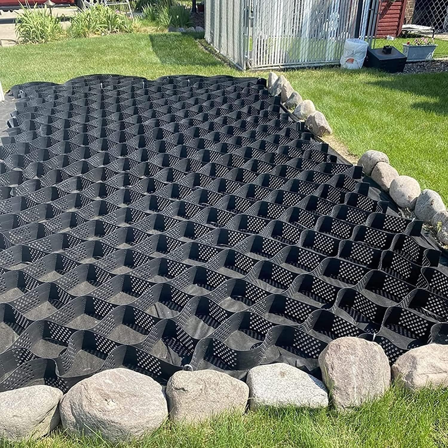 Plastic Floor Grating Garden Retaining Wall Grid Stabilizer - Gravel Stabilizer Geogrid for Driveway Pathway Landscaping & Embankment Support (10m x 6m / 33FT x 19.5FT)