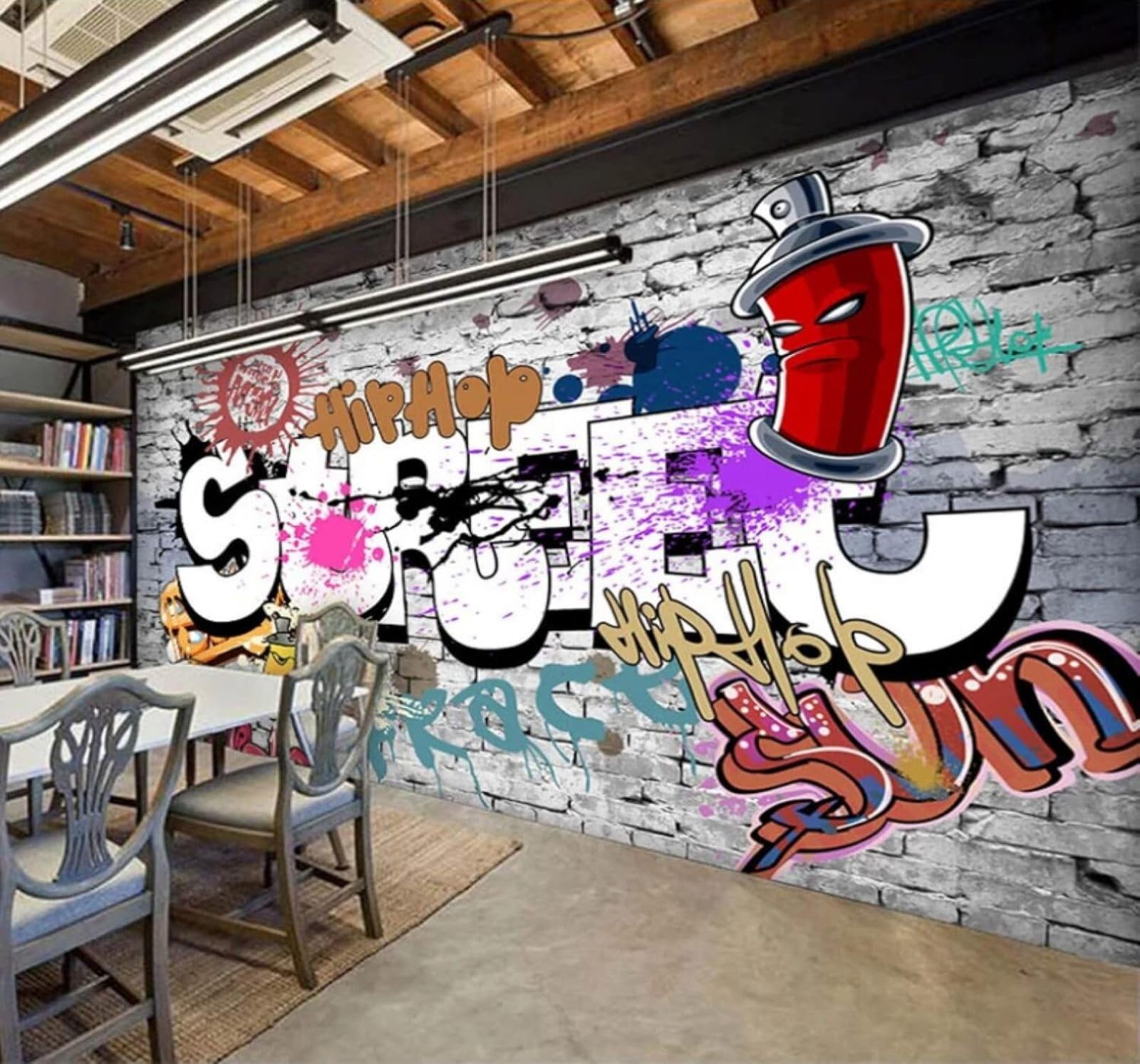 XLMING Retro Brick Wall Street Graffiti Art 3D Wallpaper Luxury Silk Study Dining Feature Sofa Grey Bedroom Living Room Tv Decorative Wall-300cm×210cm