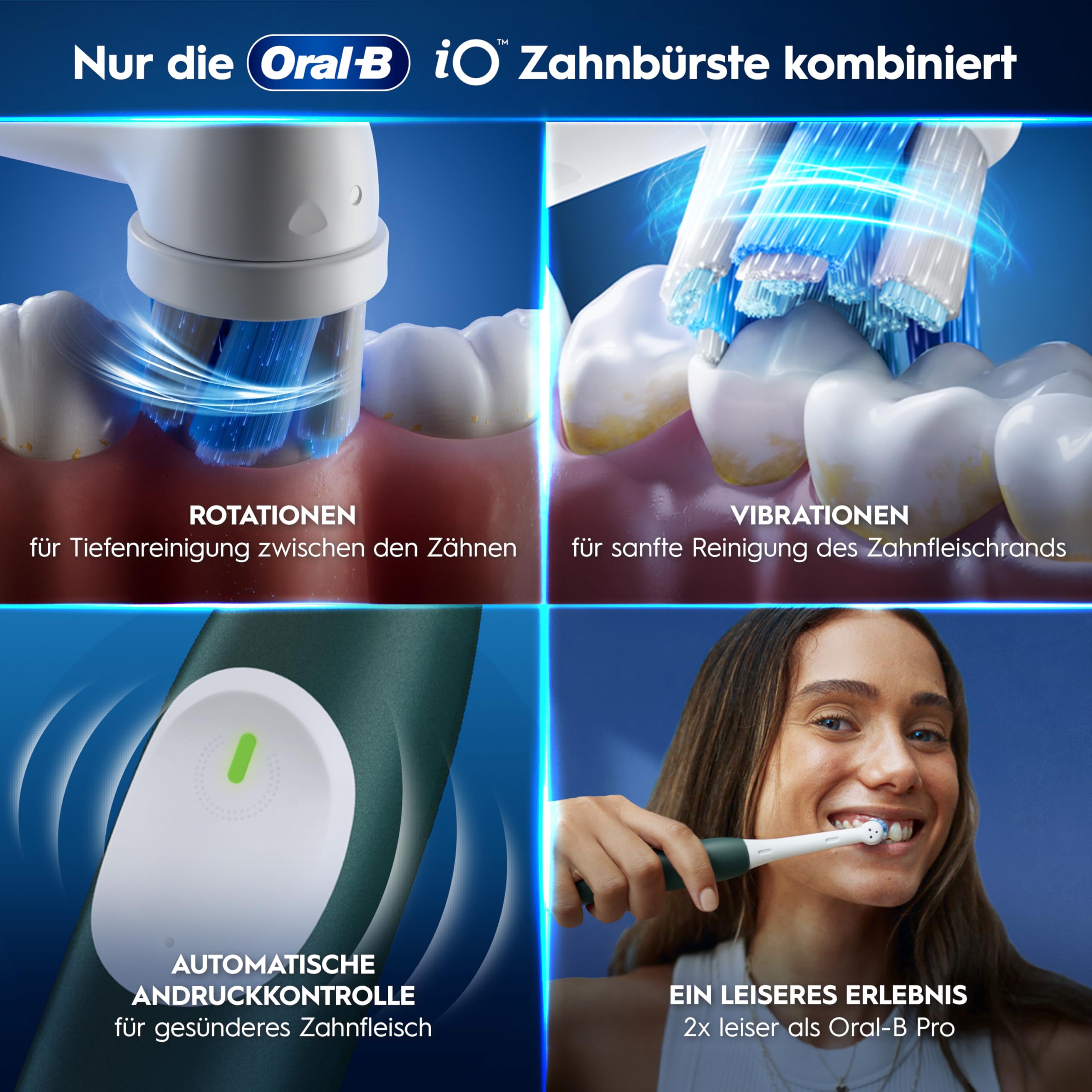 Oral-B iO Series 2 Elektrische Zahnbürste, Grün | Inkl. 1 Aufsteckbürste, Reise-Etui, GUT GETESTET von STIFTUNG WARENTEST, Electric Toothbrush mit 3 Putzmodi für Zahnpflege