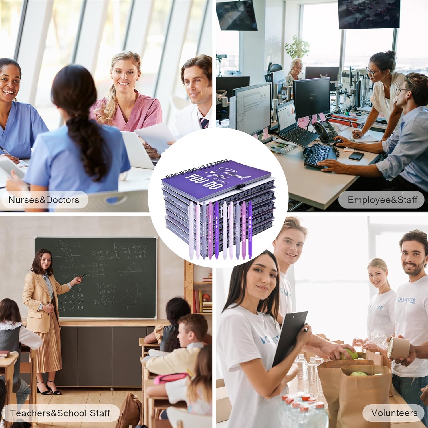 20 Sets/40 Pcs Employee Appreciation Gifts Bulk – Inspirational Notebooks with Motivational Pens, Small Notepads for Coworkers, Office Staff, Team, Volunteer, Nurse, Teachers, Housekeeping (Purple)