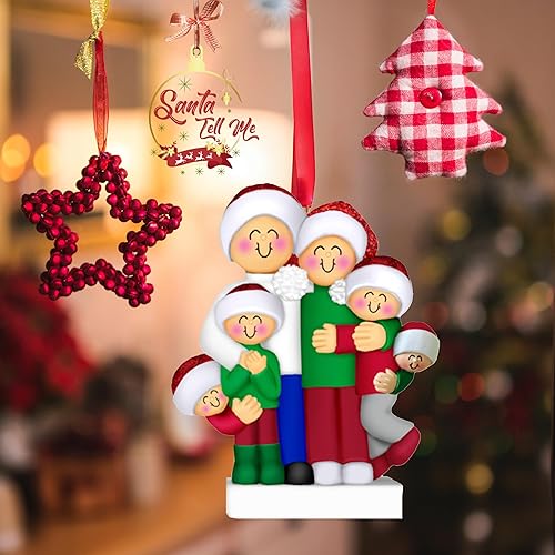 Miniatura 5 de Adornos de Navidad familiares 2024 para árbol familiar, adorno personalizado para familia de 6, adorno de familia de seis, adorno para nietos,
