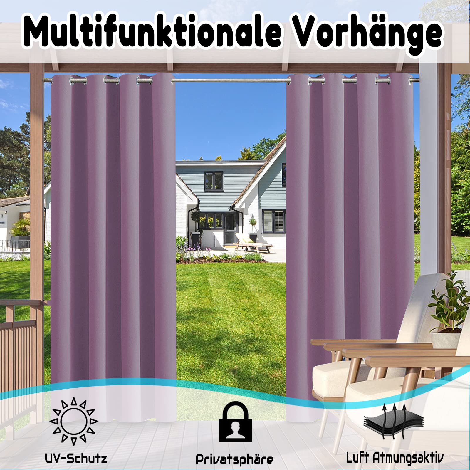 Tenda parasole per esterni, impermeabile, per balcone, patio, veranda, pergola, 241,3 x 241,3 cm, 24 colori