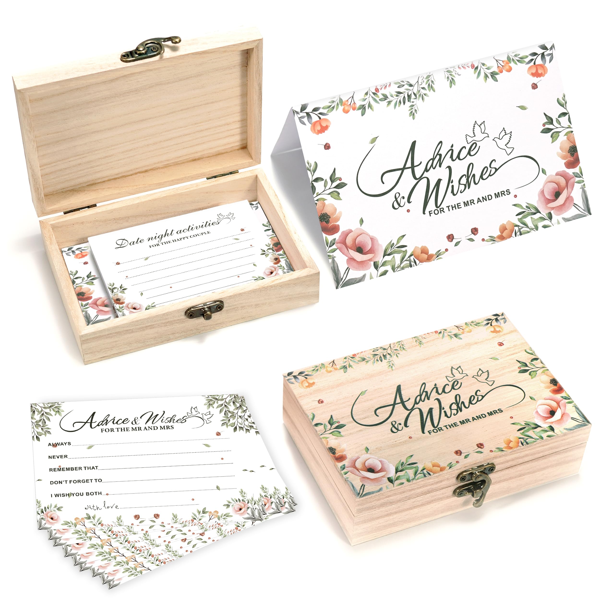 advice and wishes for the mr and mrs, wedding advice cards for bridal shower decorations, bridal shower games, advice & wishes box for the groom and bride, wedding games for reception, style-004