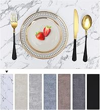 Homaxy Lot de 6 sets de table lavables et imperméables - Double face - En cuir antidérapant - Jolis sets de table - Marbre