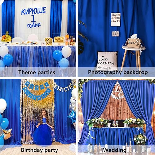 Miniatura 4 de Cortina de fondo azul de 10 x 10 pies para fiesta, cortinas de fondo para sesión de fotos, cumpleaños, boda, día de San Valentín, Mardi Gras,