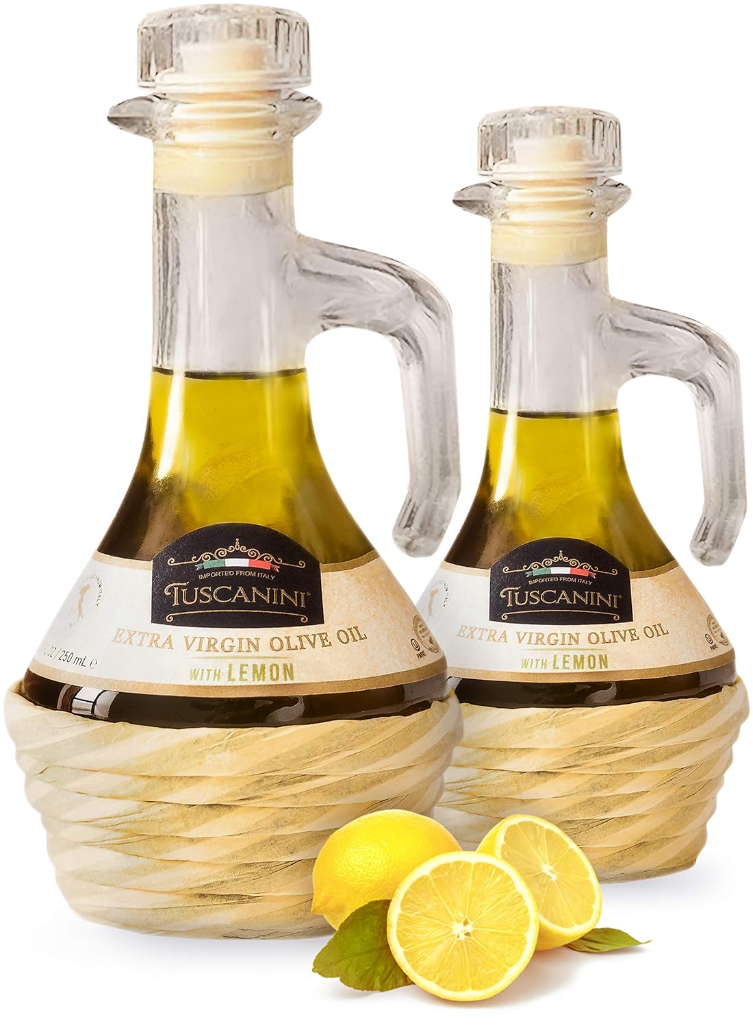 Tuscanini Lemon Infused Extra Virgin Olive Oil 250mL (2 Pack), Imported from Italy, Cold-Pressed, Luxurious Taste, All Natural, Non GMO, Premium Extra Virgin Olive Oil with Lemon