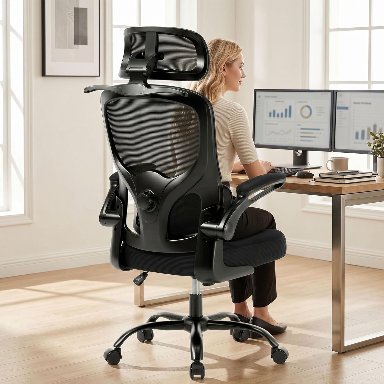 Ergonomic Mesh Office Desk Chair - 330lbs Gaming Chair with Adjustable Lumbar Support, All-Day Sitting Desk Chair,Comfortable for Home & Office & Gaming