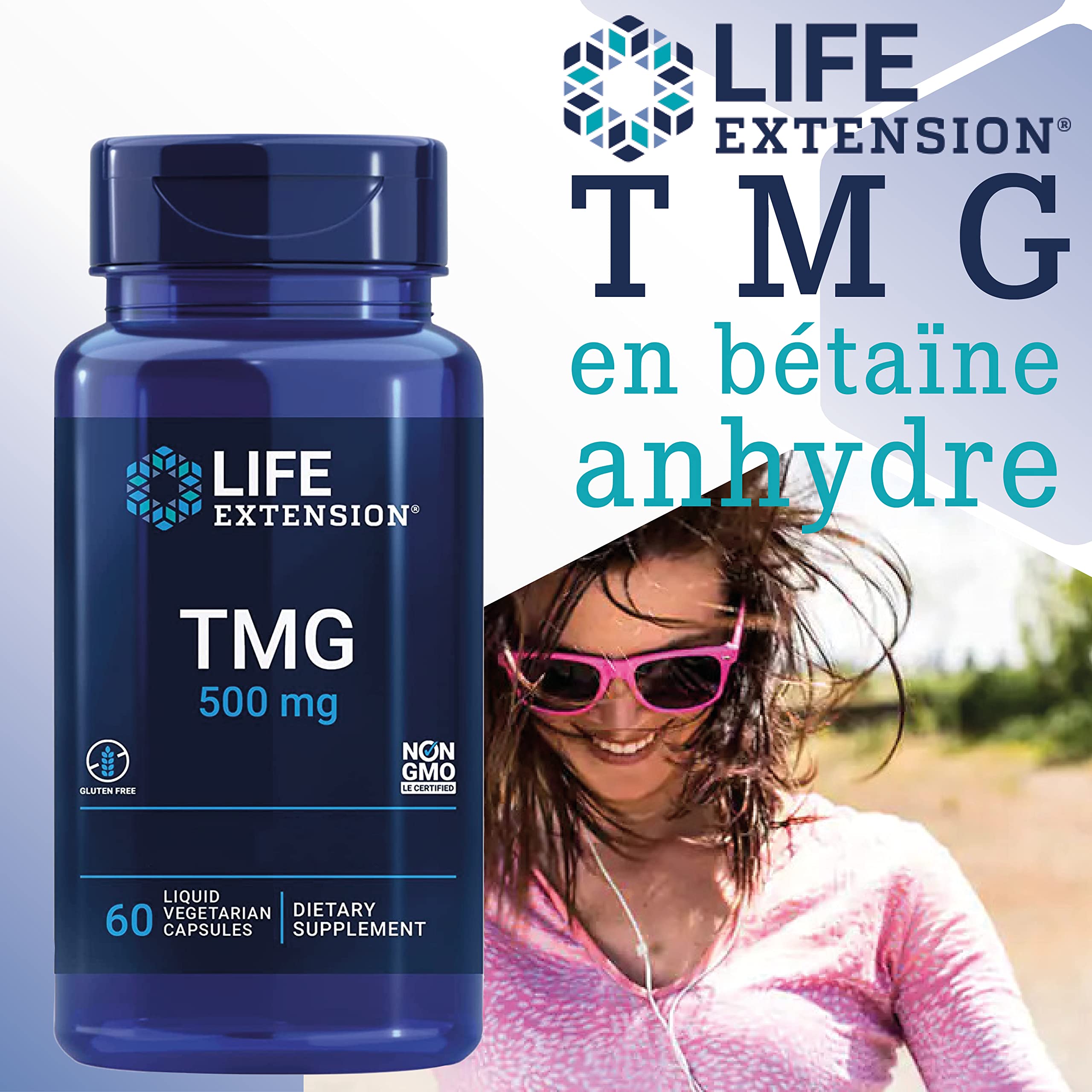 Life Extension, TMG, 500mg, 60 Capsules liquides végétaliennes, Sans Gluten, Sans Soja, Végétarien