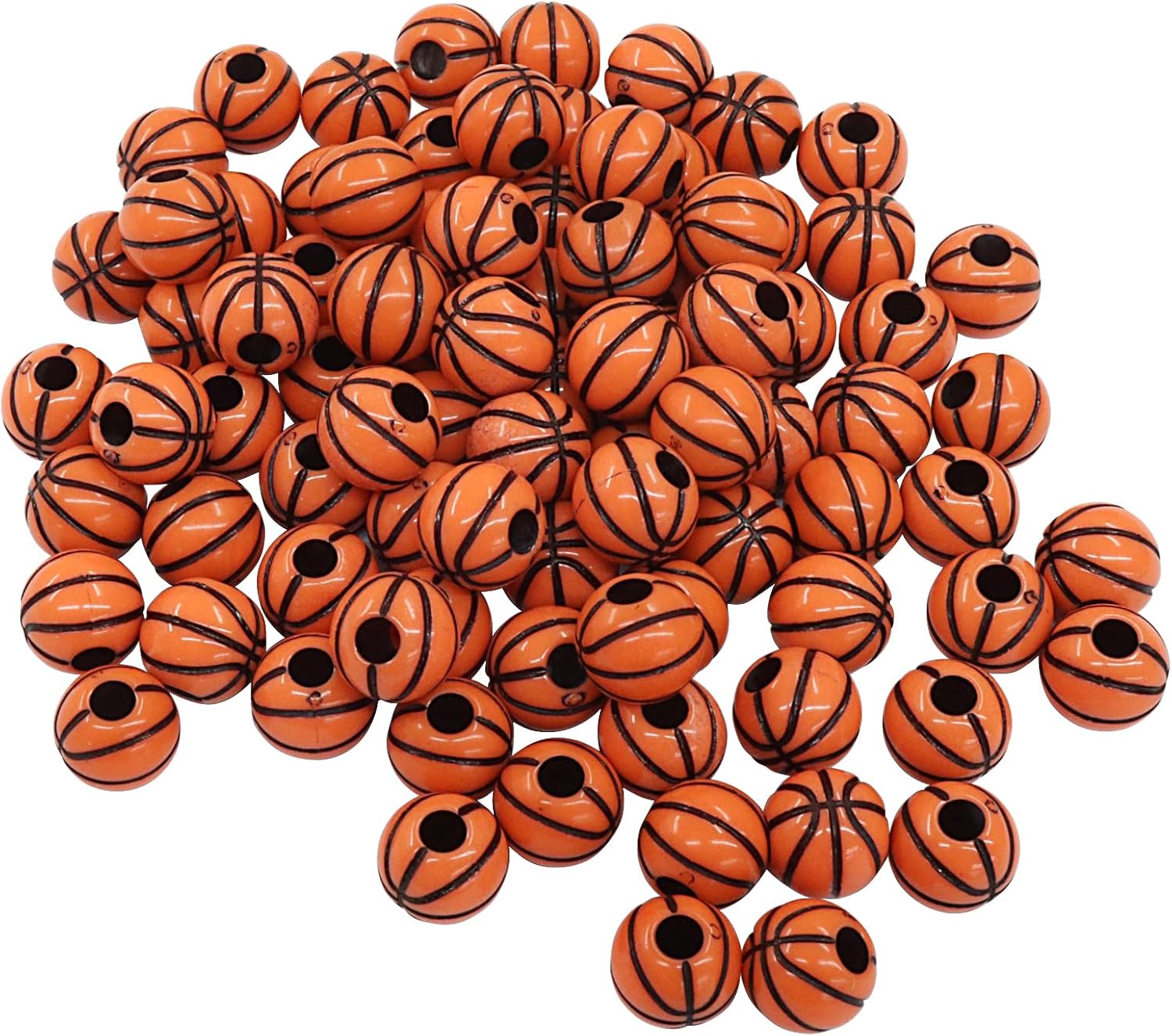 Hordion 100pcs Professional Basketball Sports Beads, Big Hole Spacer Beads for Expert Crafting