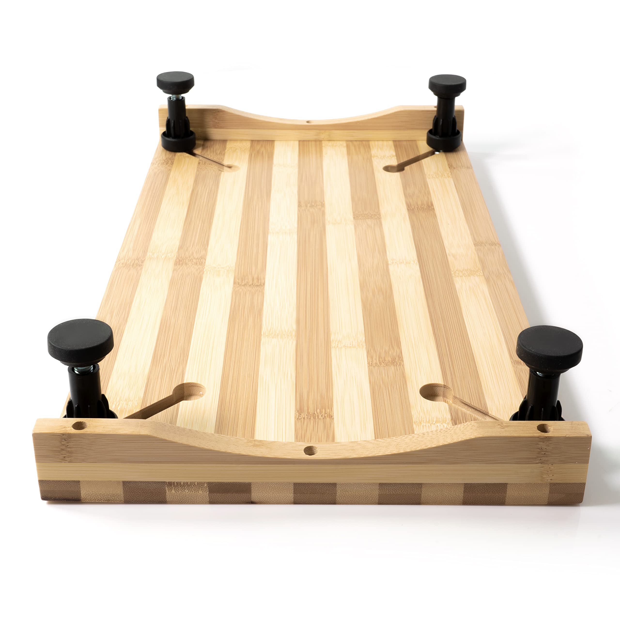 Ceaz Tabla de cortar de bambú con patas ajustables, bloque de carnicero de corte de madera y cubierta de estufa para cocina y caravana, completa con cubiertas de silicona para alimentos