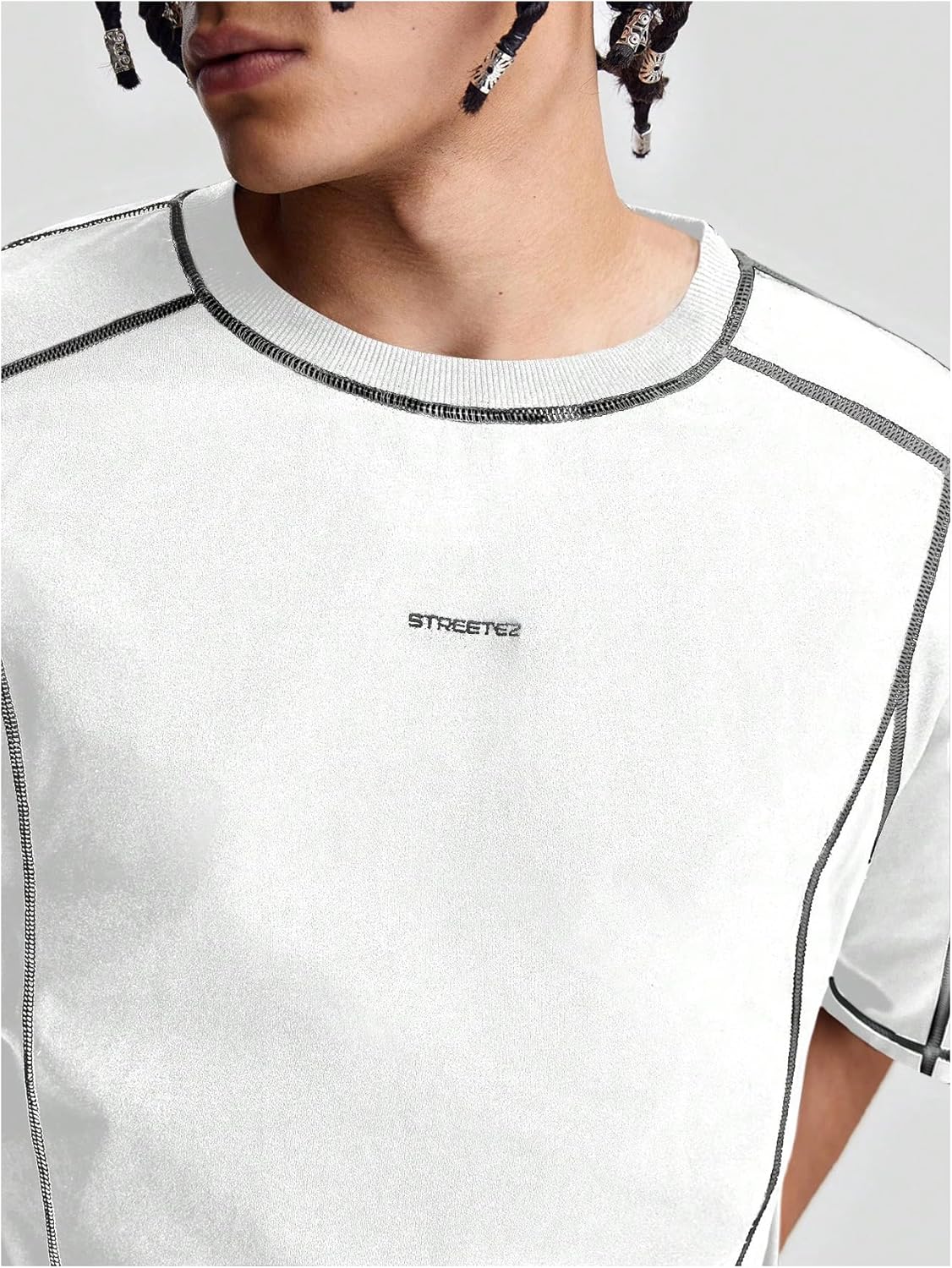 Men's Letter Print Oversized T-Shirts Y2k Short Sleeve Crew Neck Streetwear Tee Tops - Image 5