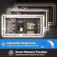 Vista 4 de Espejo LED para baño de 48 x 30 pulgadas, retroiluminado + espejo de tocador iluminado frontal con luces para pared con antiniebla, regulable