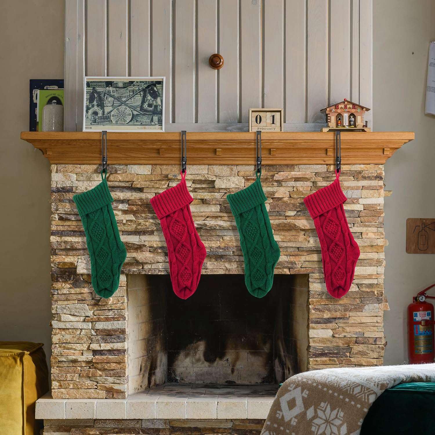 1 Support De Chaussettes De Noël, Crochets De Cheminée De Noël, Crochets En Métal, Crochets De Guirlande, Décorations De Noël, Poignées En Métal (doré