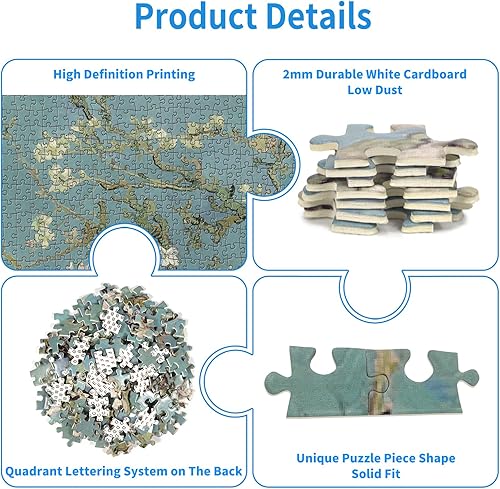 Miniatura 2 de Van Gogh - Rompecabezas de 1000 piezas para adultos, diseño de flores de almendra, rompecabezas de 1000 piezas de Van Gogh para adultos, 1000 piezas