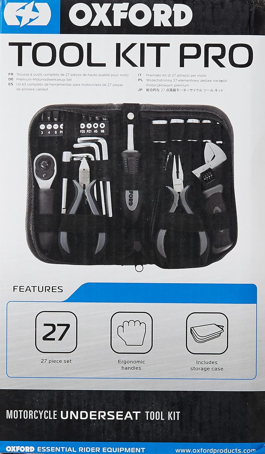 Oxford OX770 Bike Tool Kit Pro - Repair Your Motorbike, Motorcycle or Scooter On The Move, Black