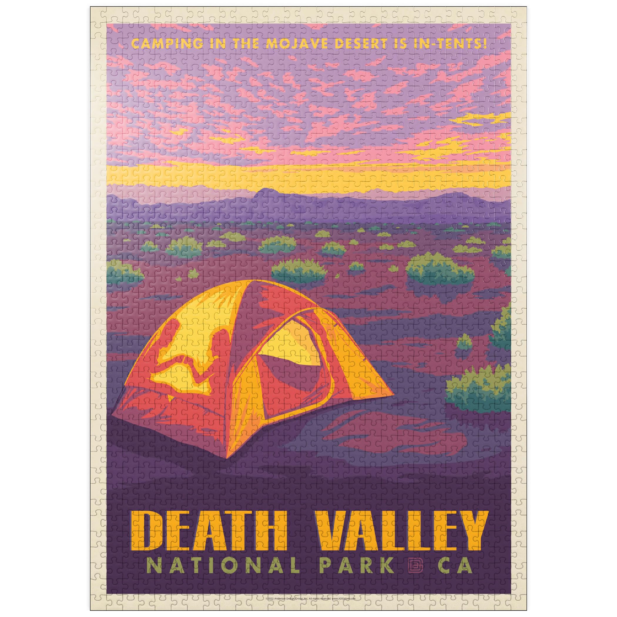 MyPuzzle Death Valley National Park: Camping, Vintage Poster - Premium 1000 Piece Jigsaw Puzzle for Adults