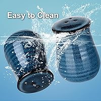 Vista 8 de Hasense Juego de cuencos grandes de cerámica para mezclar, 20+40+84 onzas, 3 unidades y saleros y pimenteros de cerámica, 2 unidades, azul marino