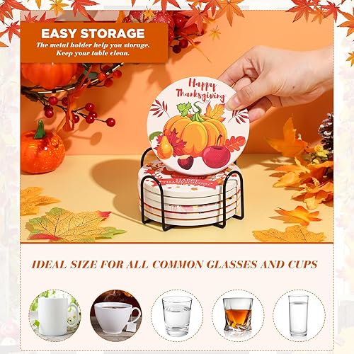 Miniatura 3 de 6 posavasos para el día de San Patricio con soporte, posavasos absorbentes de cerámica, posavasos para bebidas para inauguración de la casa,