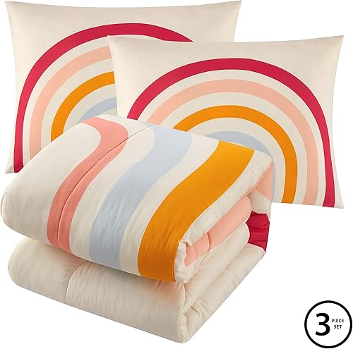 Miniatura 2 de Heritage Kids Easy Wash - Juego de edredón de microfibra ultra suave y acogedor con edredón y 2 fundas de almohada, diseño moderno de arcoíris,