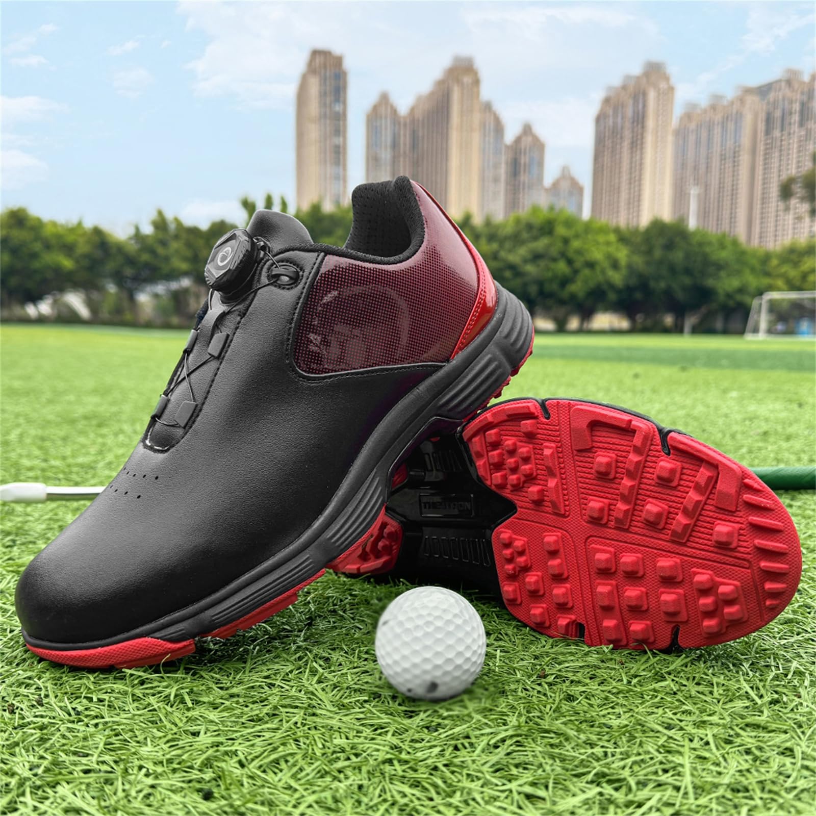 Zapatos De Golf para Hombre Zapatillas De Cuero Sin Clavos Impermeables Y Antideslizantes para Deportes Al Aire Libre
