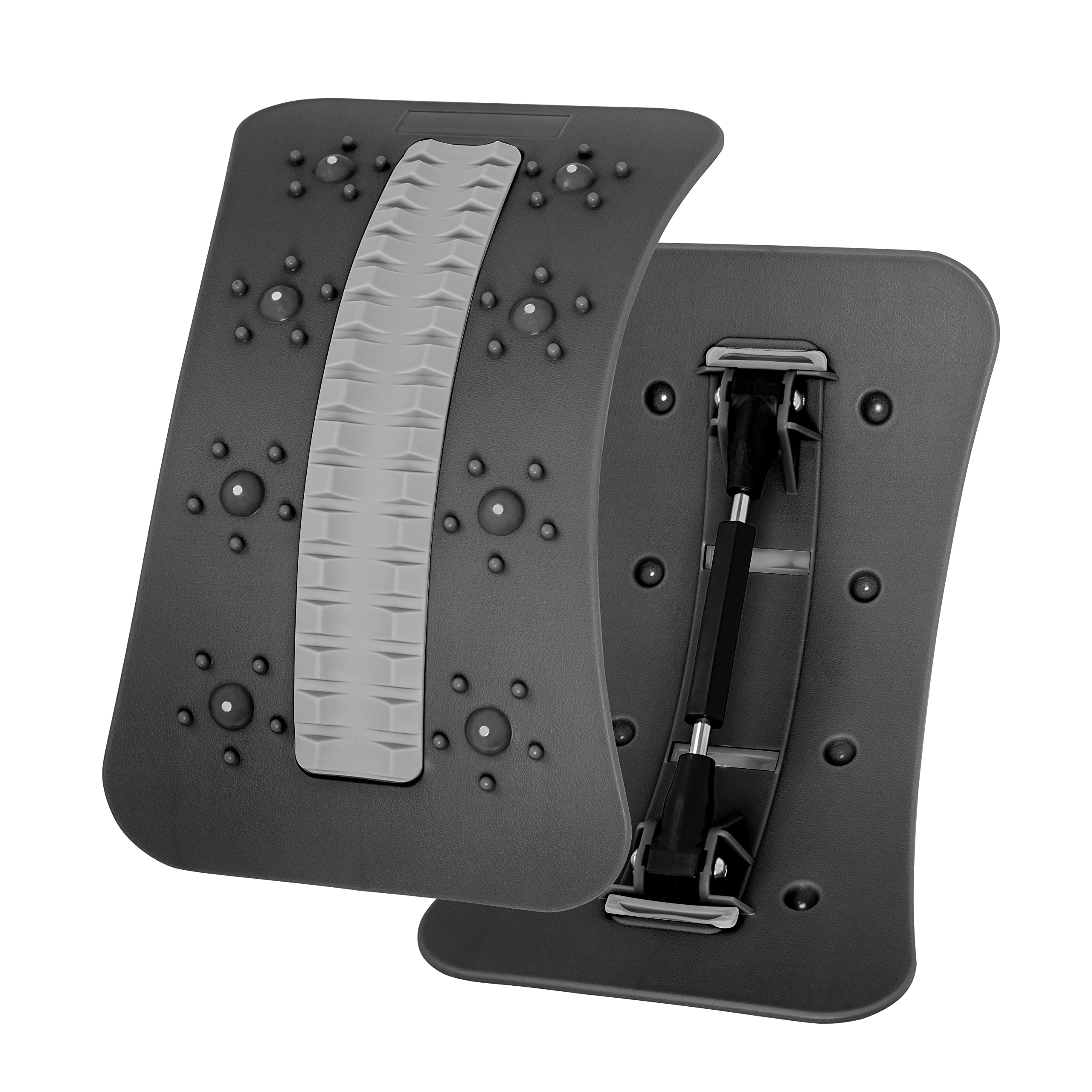 Back Stretcher, Spine Deck Back Pain Relief with Magnetic Acupressure Points, Adjustable Back Cracker, Lower Back Pain Relief for Sciatica, Herniated Disc, Scoliosis (Black)