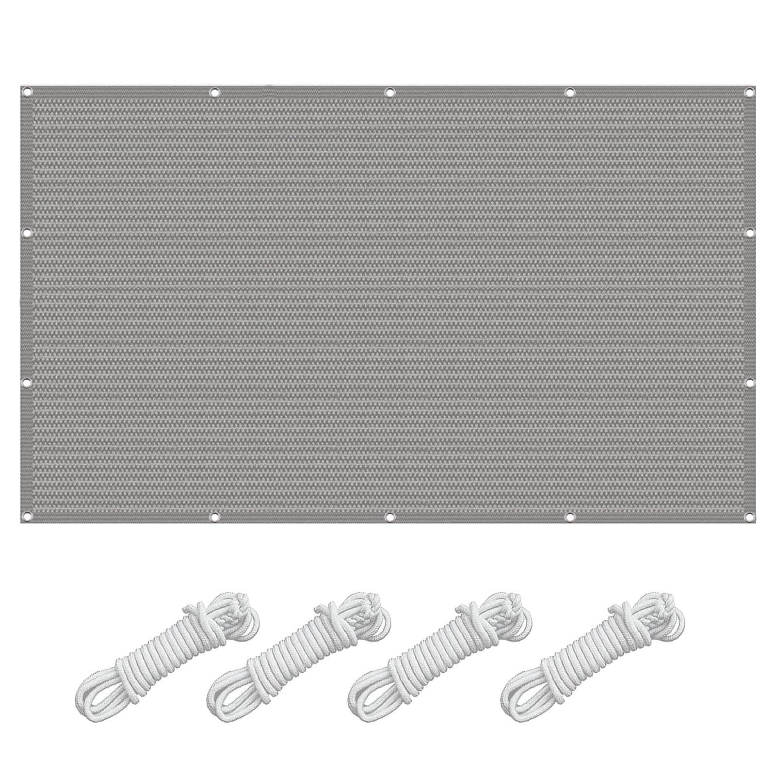Voile d'ombrage terrasse et jardin 2.6x7 m, filet anti chaleur gris clair pour repas d'été