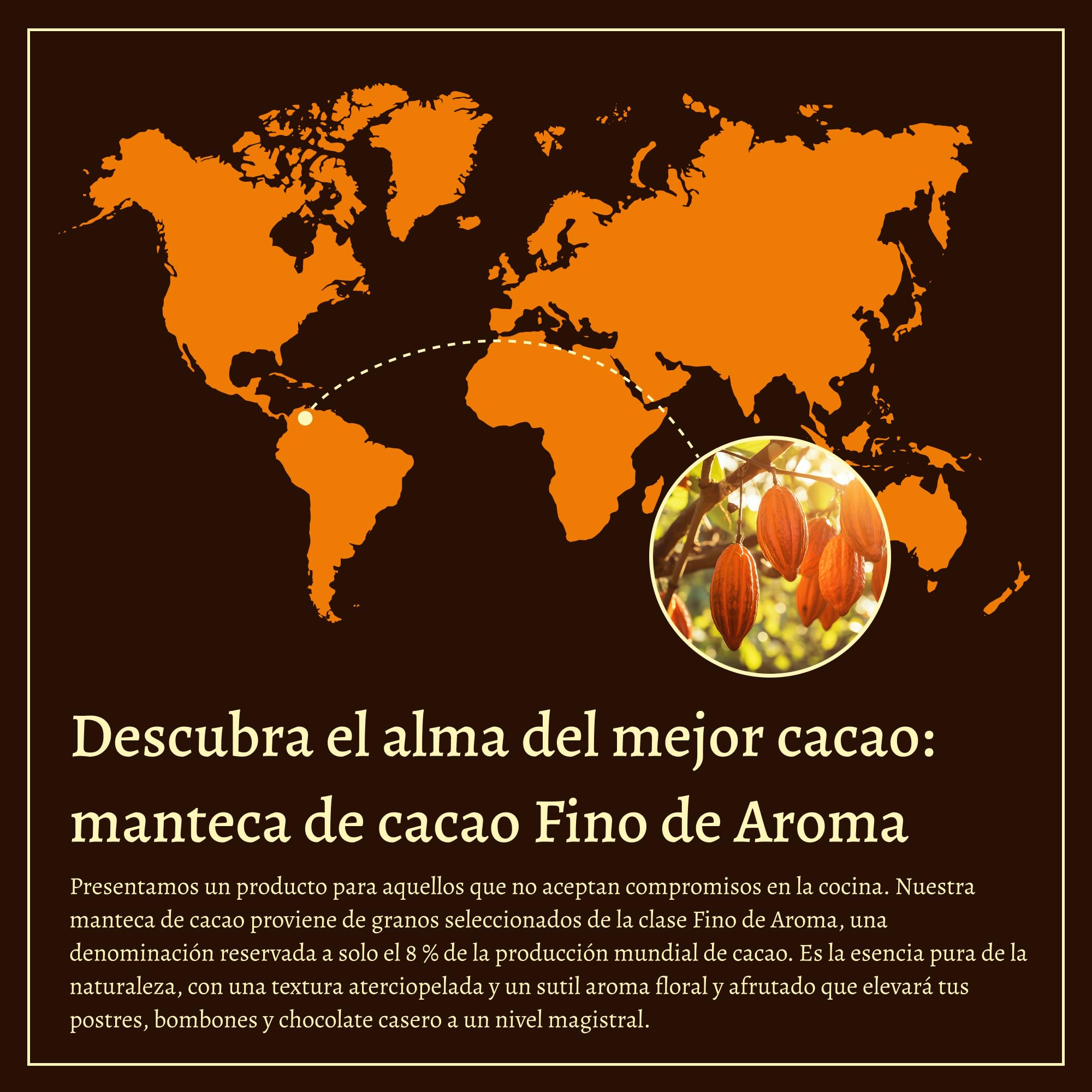 I-Organic Manteca de cacao no refinada 100% de Colombia, Comestible, Cosmético natural hipoalergénico, Hidrata y regenera la piel, Protege contra los rayos UV, Larga vida útil, 500g