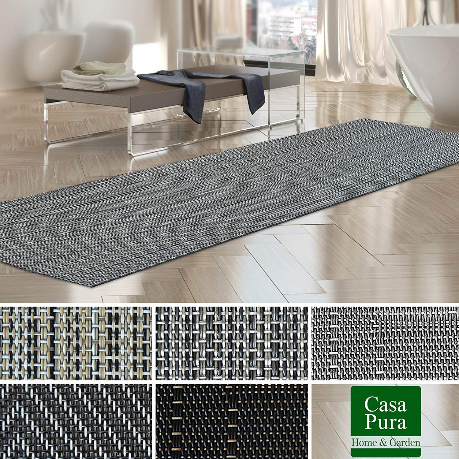 Floordirekt Tapis d'intérieur et d'extérieur | Revêtement de sol pour couloir, cuisine, salle de bain, terrasse, balcon | nombreuses couleurs et tailles (90 x 200 cm, Gênes)