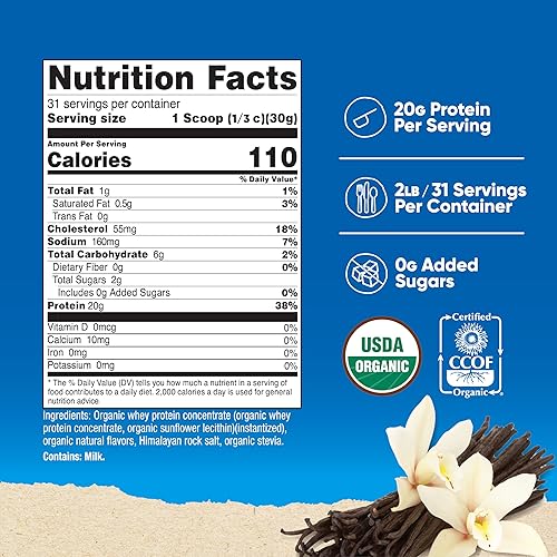 Miniatura 2 de Nutricost Concentrado de proteína de suero orgánico, sabor a vainilla francesa, (2 libras), sin gluten, sin OMG