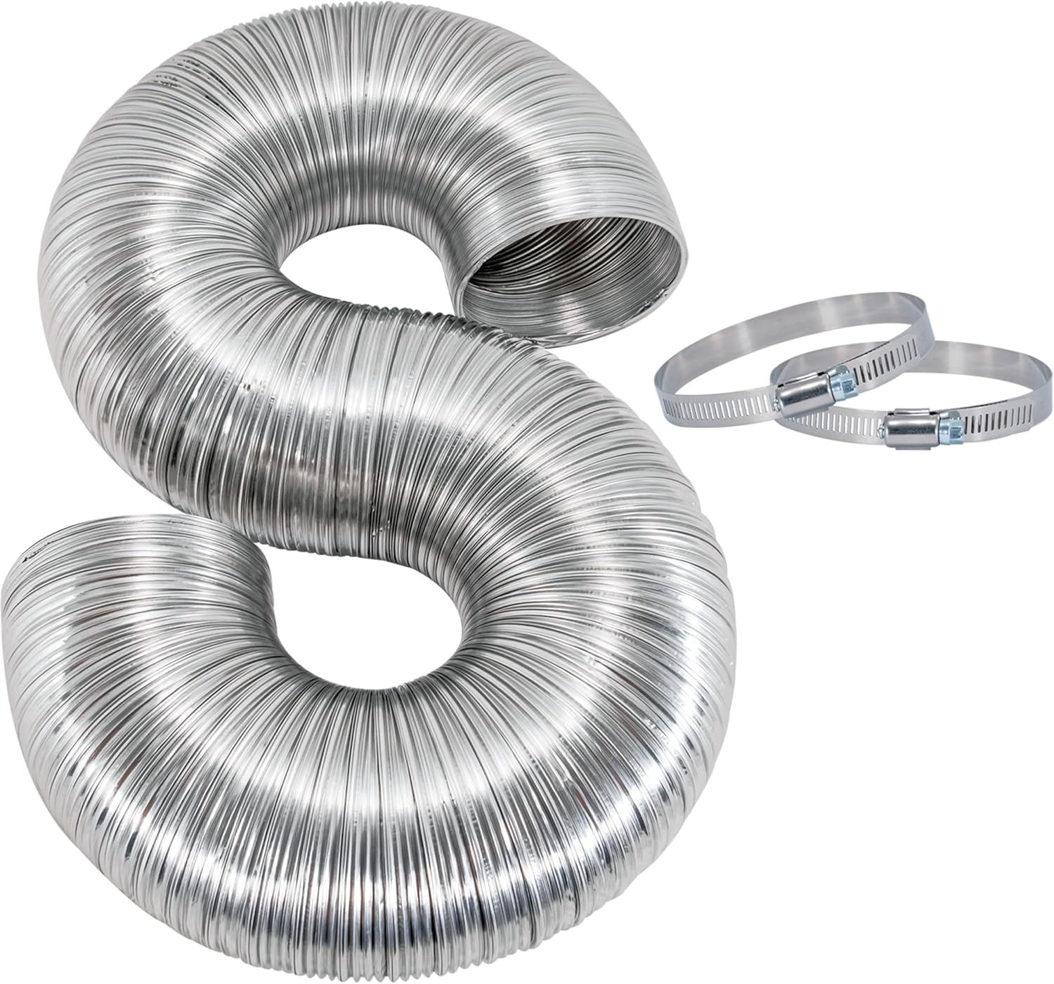 Eastman ArmorFlex 8ft Semi-Rigid Aluminum Dryer Vent Hose with Clamps - Crush-Resistant, Fire-Safe, Flexible Duct 69028