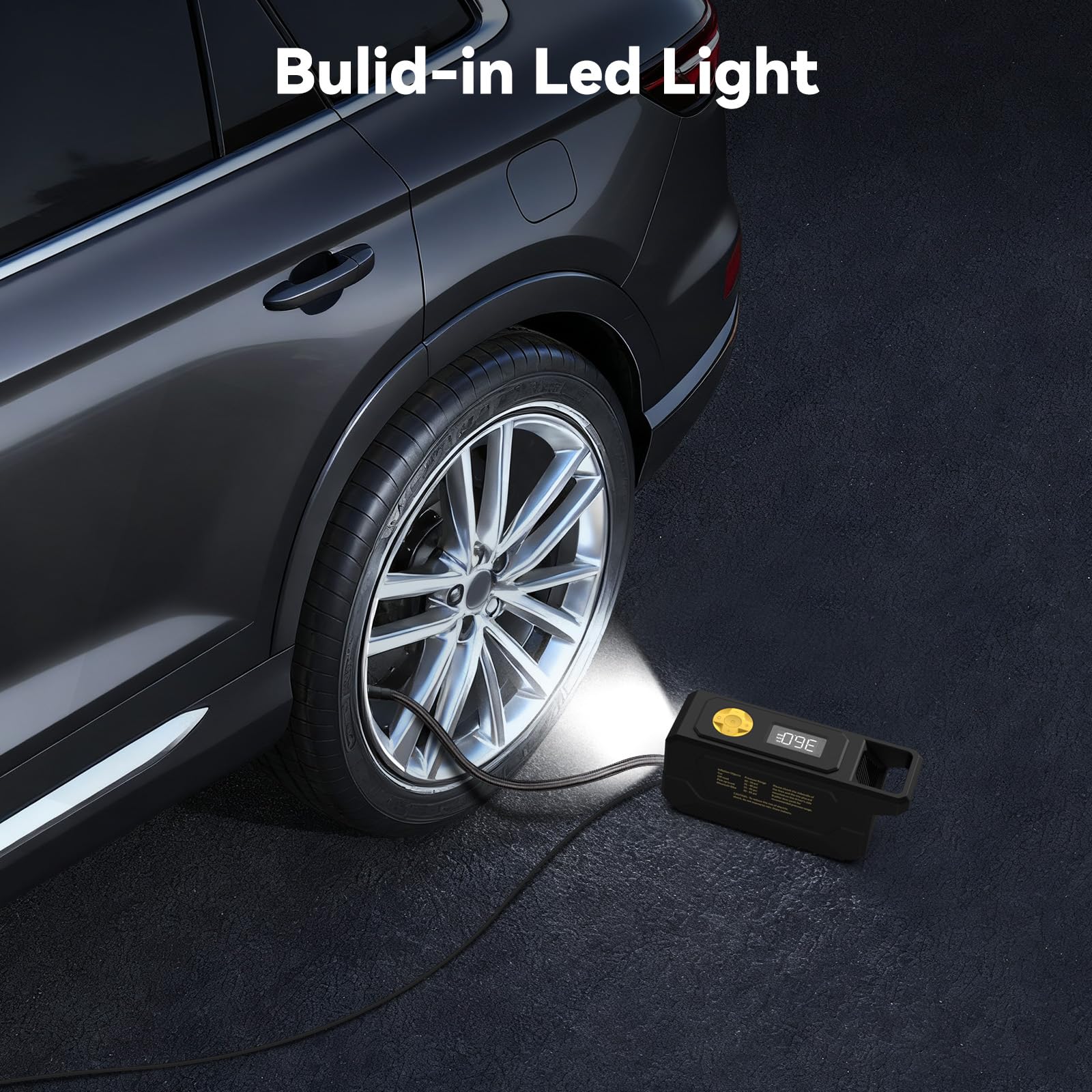 150 PSI Tire Inflator Portable Air Compressor 12V DC Auto Shutoff Air Pump with Digital Pressure Gauge and — view 6