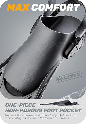 Miniatura 6 de Aletas de buceo CAPAS Aletas de natación de talón abierto tamaño de viaje corto ajustable para buceo adultos hombres mujeres niños