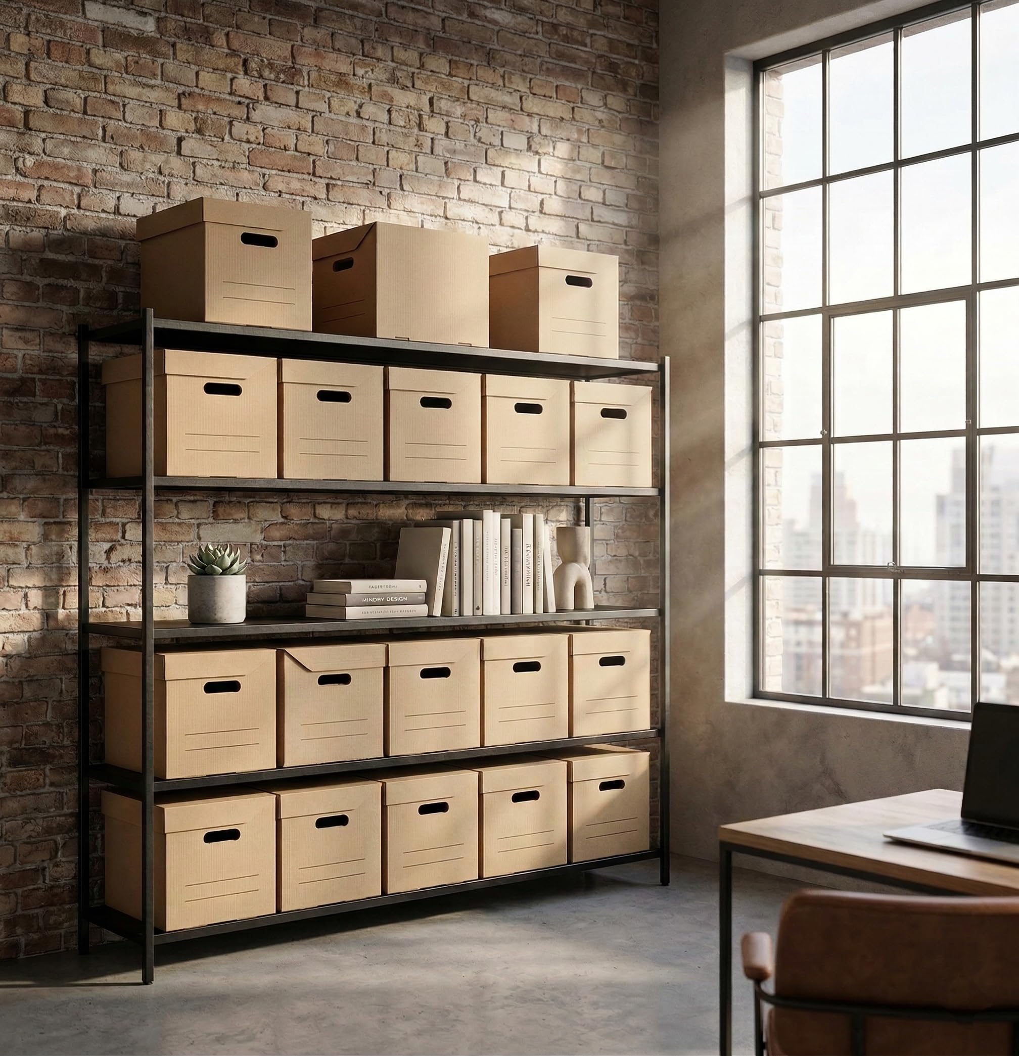 IDEA HOME STOREA IDEA Set 12 Scatole Archivio A4 con Coperchio, Scatole Porta Documenti in Cartone Resistenti e Impilabili, Organizer per Ufficio Casa e Trasloco