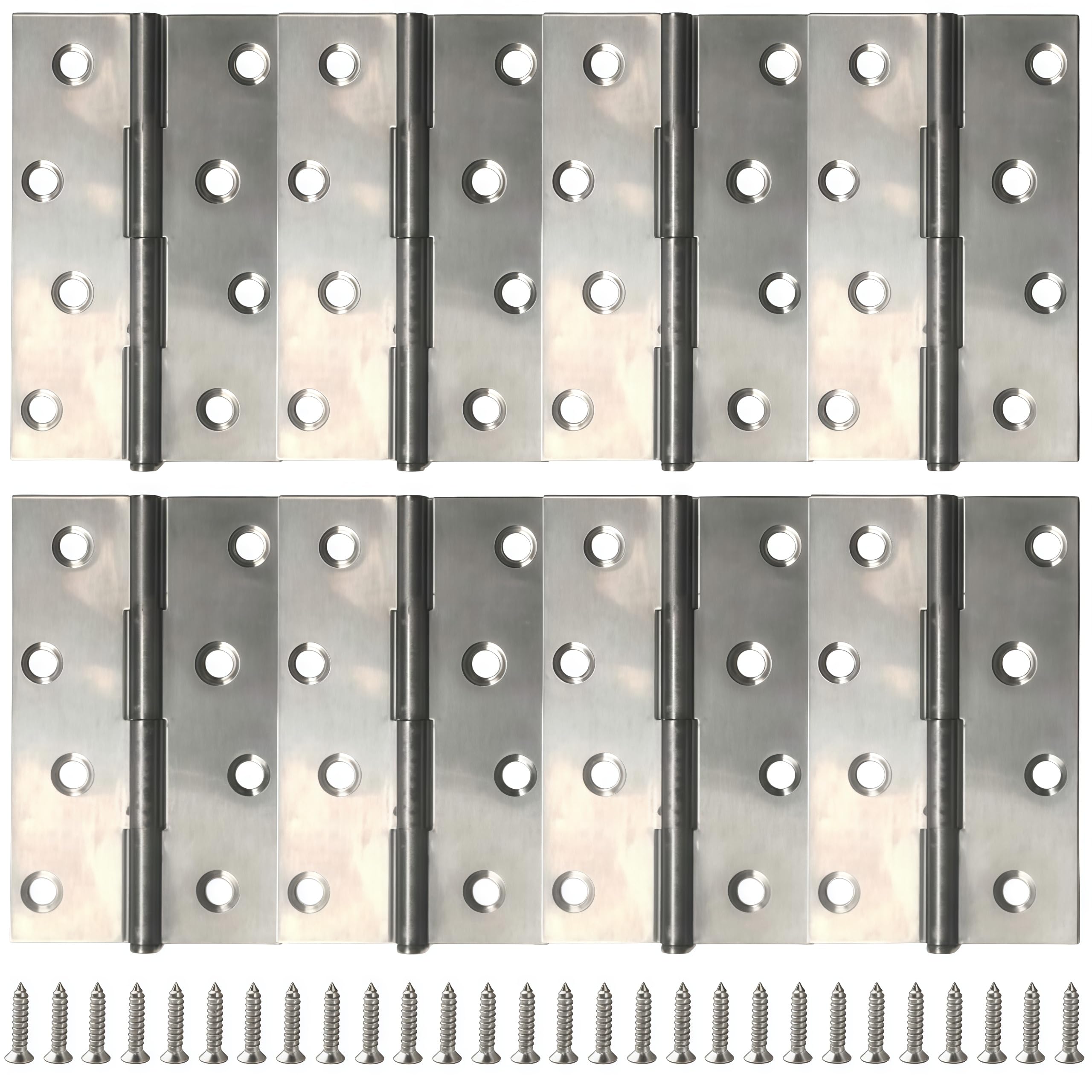Vbnexyr Regular Folding Hinge 8 Pack Of Removable Stainless Steel Small Hinges Suitable For Doors Windows And Wooden Crates 4 Inches