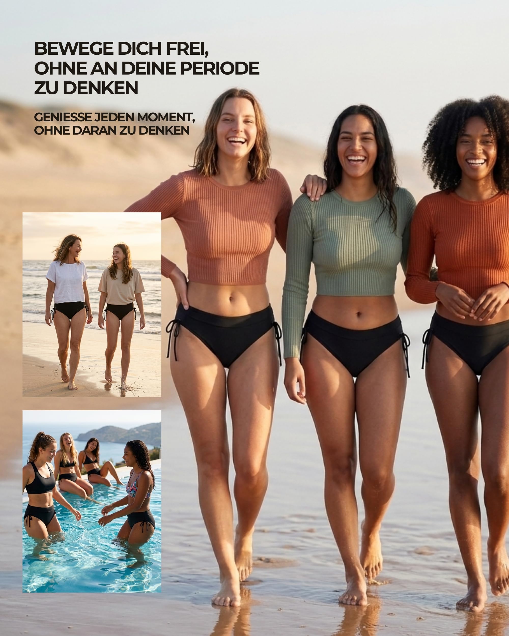 Perioden Badeanzug Mädchen & Damen | AquaSecure Technologie | Für leichten bis mittleren Periodenfluss | Perioden Bikini Teenager Mädchen & Damen | Menstruations Badeanzug | Ökologisch, OEKO-TEX