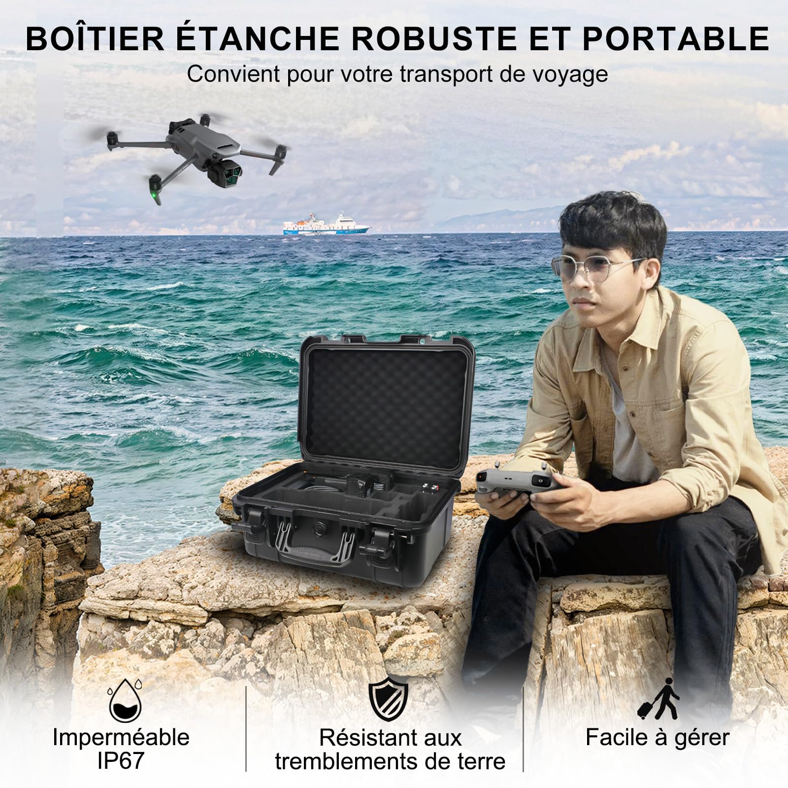 LEKUFEE Étui Rigide pour DJI Mavic 3 Pro/Mavic 3 Classic/Mavic 3 Drohne,Combo,DJI RC 2/RC/N2/N1 et Accessoires (étui Seulement)