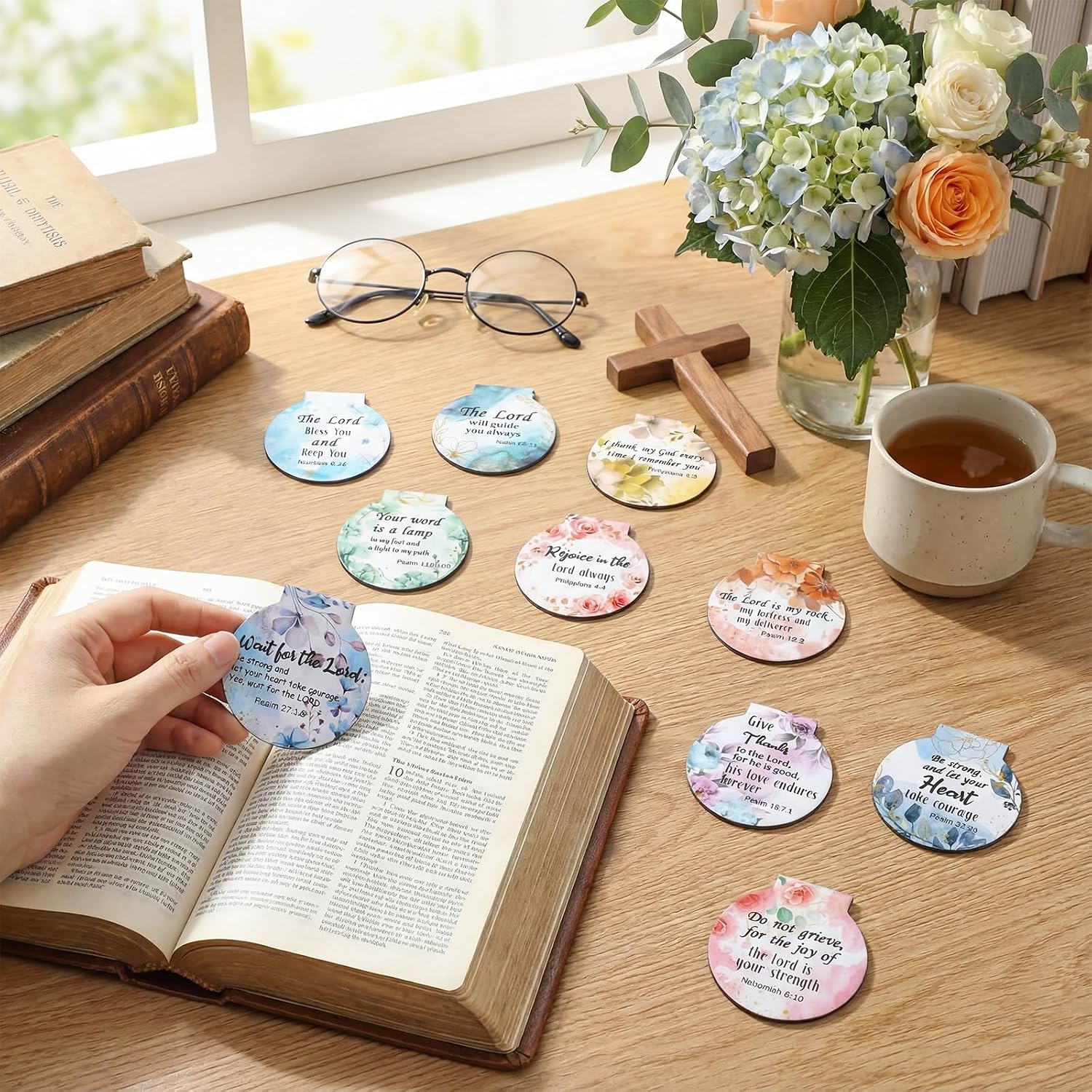 AmazingSpark 50 Pcs Magnetic Bookmarks Bulk Bible Magnet Book Marker Clips Christian Scripture Inspirational Gifts for Reading Awards Religious Book Lover Office (Bible Verses) image 4