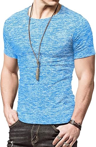 KUYIGO Camisetas deportivas para hombre, camiseta deportiva para correr, gimnasio, entrenamiento, secado rápido, cuello redondo, camiseta con