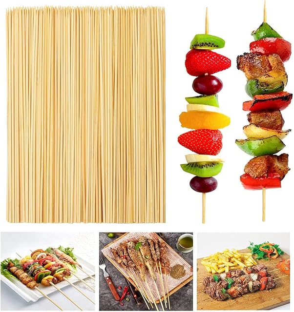 WeFine Bamboo Skewers Sticks 10 Inch Wooden Skewers Sticks for Chocolate Fountain, BBQAppetizer, Cocktail, Kabob and Fruit